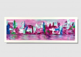 Abstrakcja obraz różowe miasto obrazy do salonu 2245A
