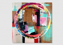 Obraz abstrakcja kolorowe koło obrazy malowane farbami 2254A