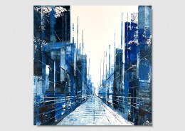 Obrazek do salonu lodowe miasto niebieska abstrakcja 2211A