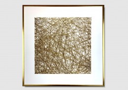 Abstrakcja 3D Złota sieć biały obraz w złotej ramie 2191A