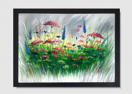 Obraz malowany z kwiatami ziołowa łąka 2226A