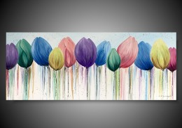 Obraz pastelowe tulipany obrazy z kwiatami malowane farbami 2122A