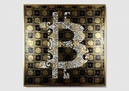 Obraz do firmy wzorzysty bitcoin abstrakcja w ramie 2209A