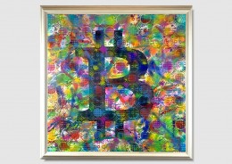Kolorowy obraz do biura szalony bitcoin w ramie 2196A
