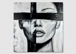 Duży portret obraz czarno biały W niewoli 2344A