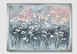 Obrazy kwiaty rumiankowa łąka obraz malowany 2255A